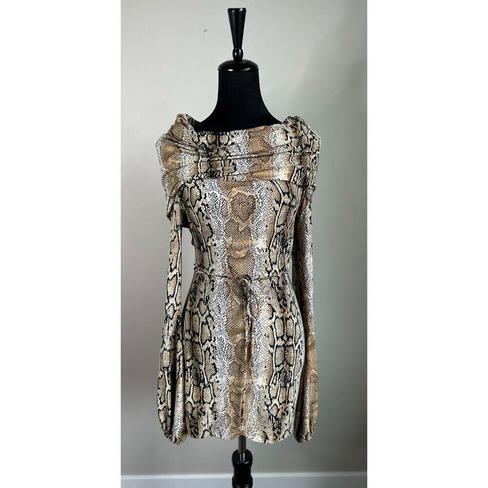 ARDEN B Snake Print Bodycon Long Sleeve Off the Shoulder Dress Size S